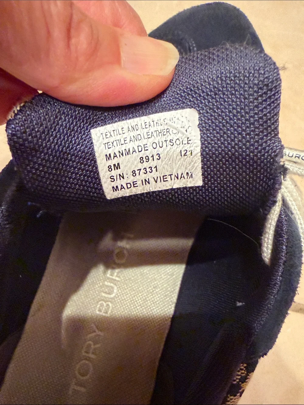 Tory Burch Navy and Beige Logo Running Sneakers